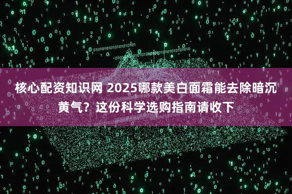 核心配资知识网 2025哪款美白面霜能去除暗沉黄气？这份科学选购指南请收下