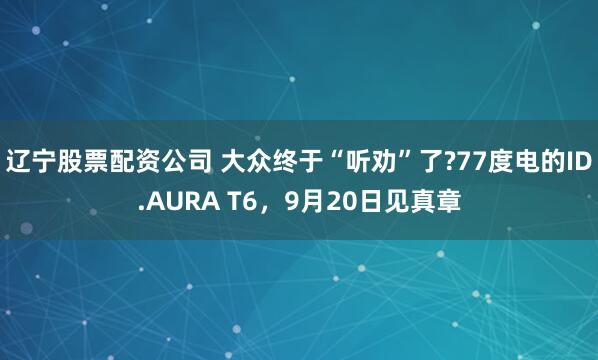 辽宁股票配资公司 大众终于“听劝”了?77度电的ID.AURA T6，9月20日见真章